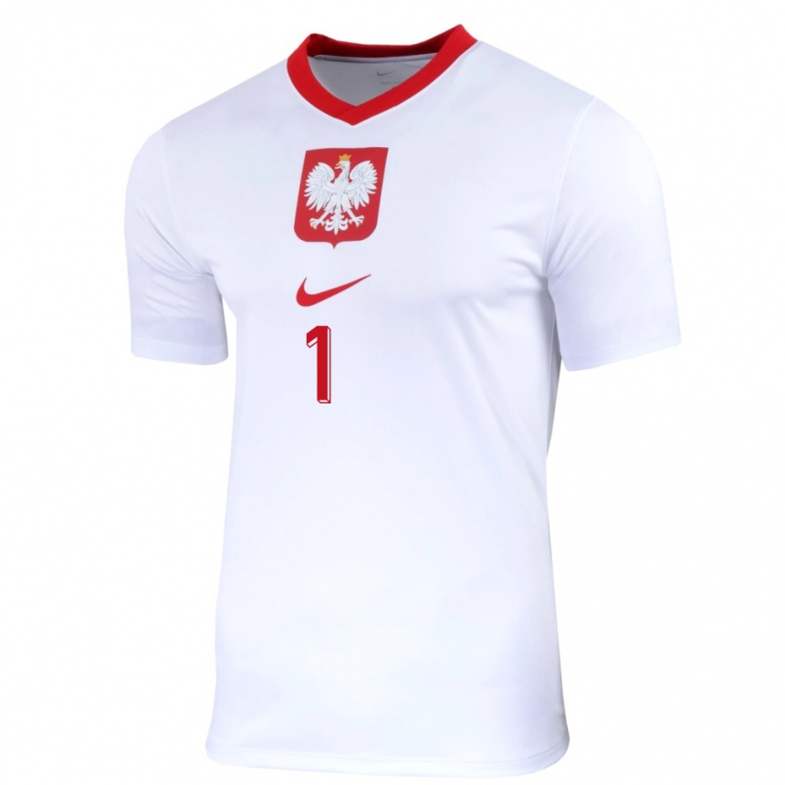 Kids Football Poland Aleksander Mickielewicz #1 White Home Jersey 24-26 T-Shirt Nz