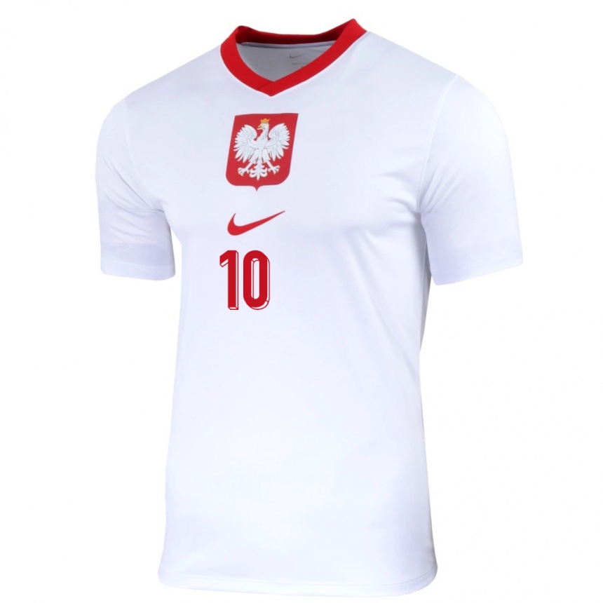 Kids Football Poland Mateusz Skoczylas #10 White Home Jersey 24-26 T-Shirt Nz