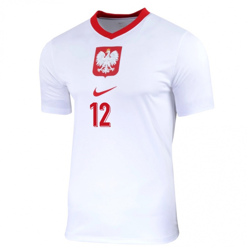 Kids Football Poland Jakub Stepak #12 White Home Jersey 24-26 T-Shirt Nz