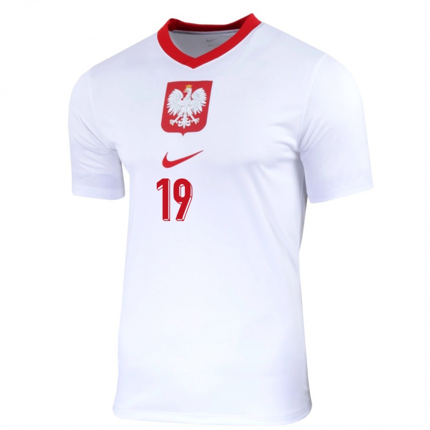 Kids Football Poland Natalia Padilla #19 White Home Jersey 24-26 T-Shirt Nz