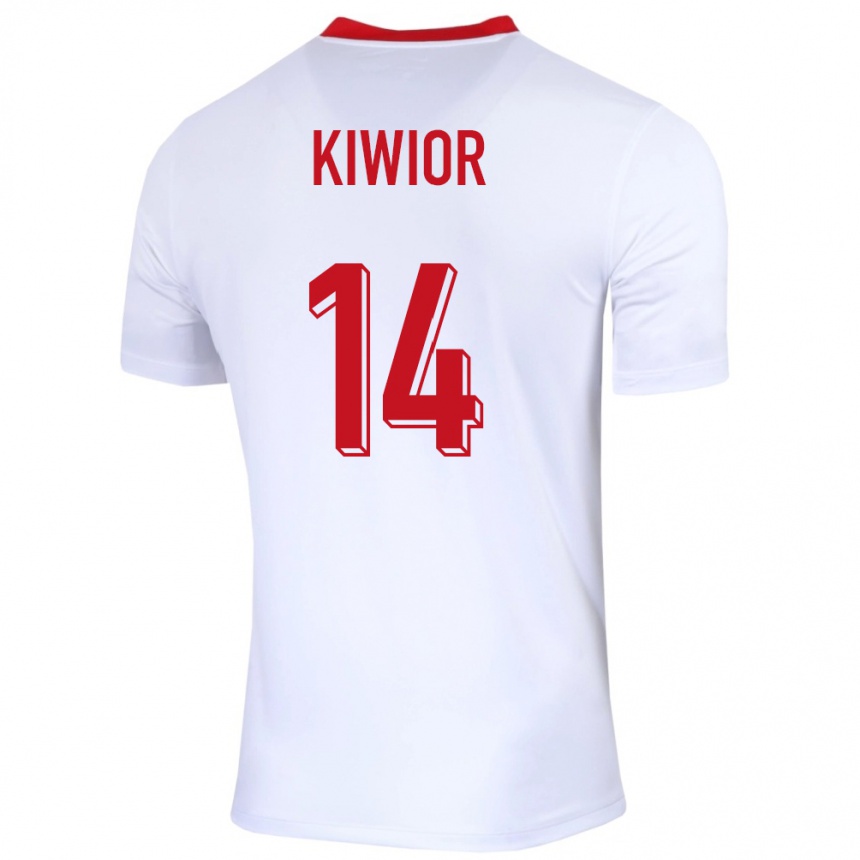 Kids Football Poland Jakub Kiwior #14 White Home Jersey 24-26 T-Shirt Nz