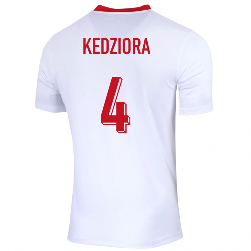 Kids Football Poland Tomasz Kedziora #4 White Home Jersey 24-26 T-Shirt Nz