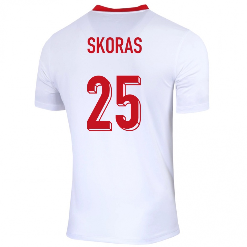 Kids Football Poland Michal Skoras #25 White Home Jersey 24-26 T-Shirt Nz