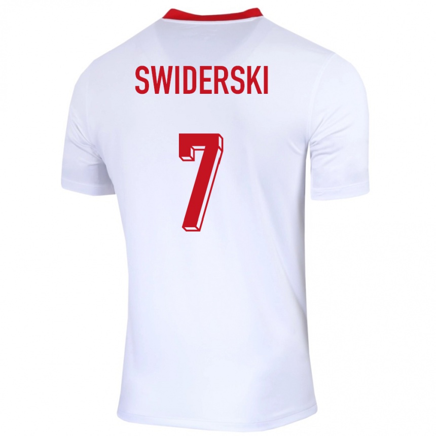 Kids Football Poland Karol Swiderski #7 White Home Jersey 24-26 T-Shirt Nz