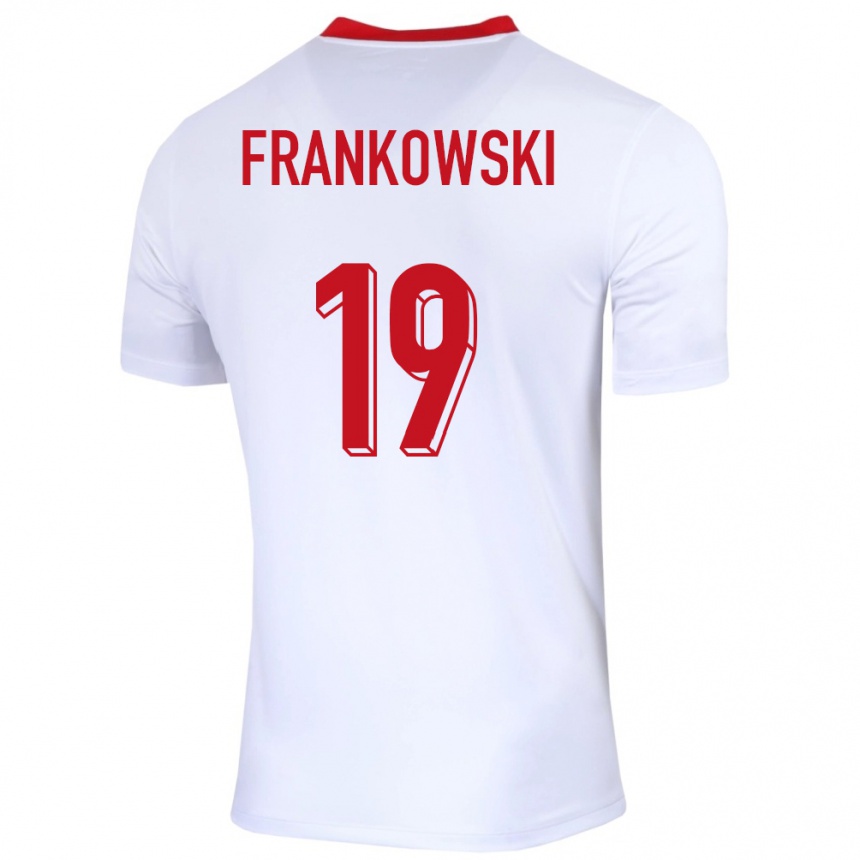 Kids Football Poland Przemyslaw Frankowski #19 White Home Jersey 24-26 T-Shirt Nz