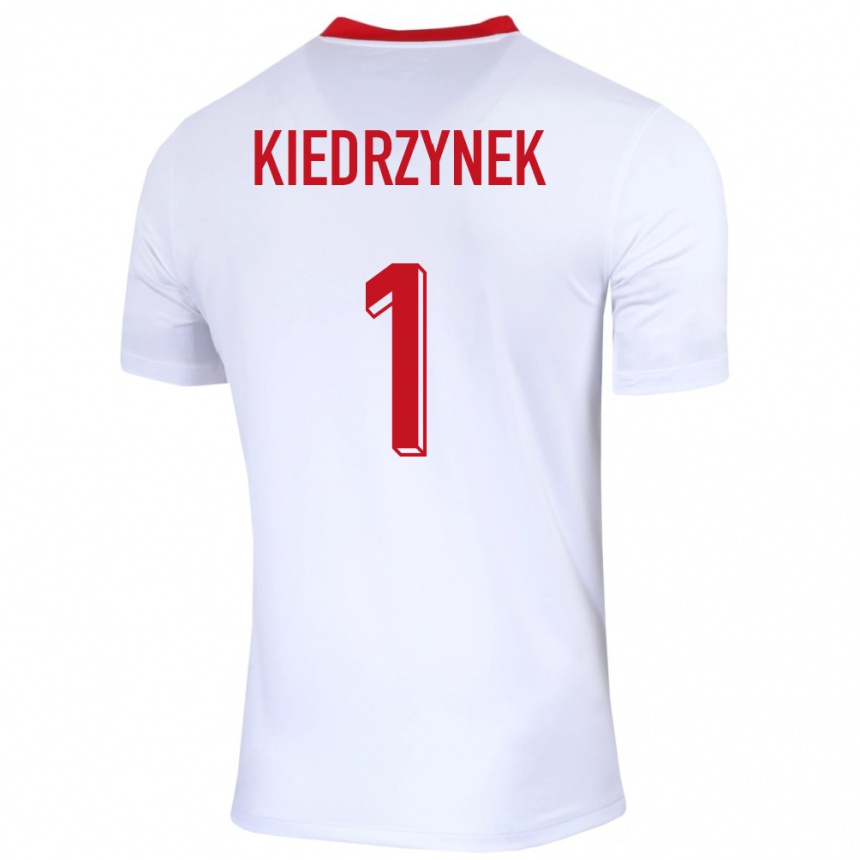 Kids Football Poland Katarzyna Kiedrzynek #1 White Home Jersey 24-26 T-Shirt Nz