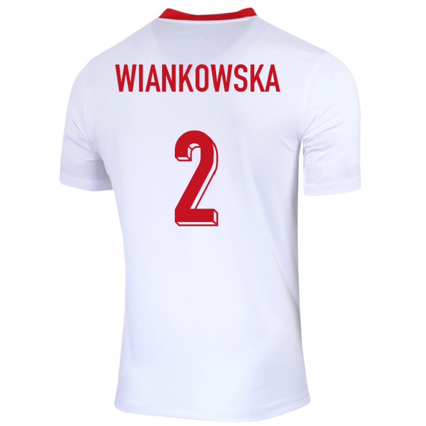 Kids Football Poland Martyna Wiankowska #2 White Home Jersey 24-26 T-Shirt Nz