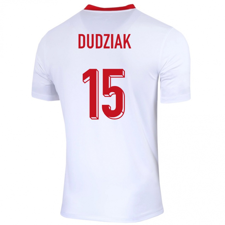 Kids Football Poland Aleksandra Dudziak #15 White Home Jersey 24-26 T-Shirt Nz