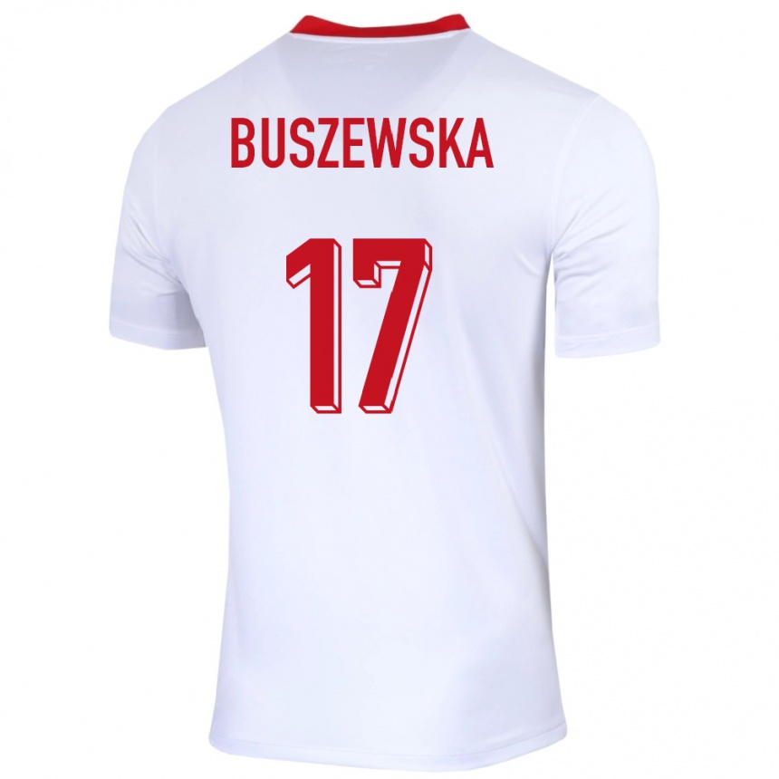 Kids Football Poland Zofia Buszewska #17 White Home Jersey 24-26 T-Shirt Nz