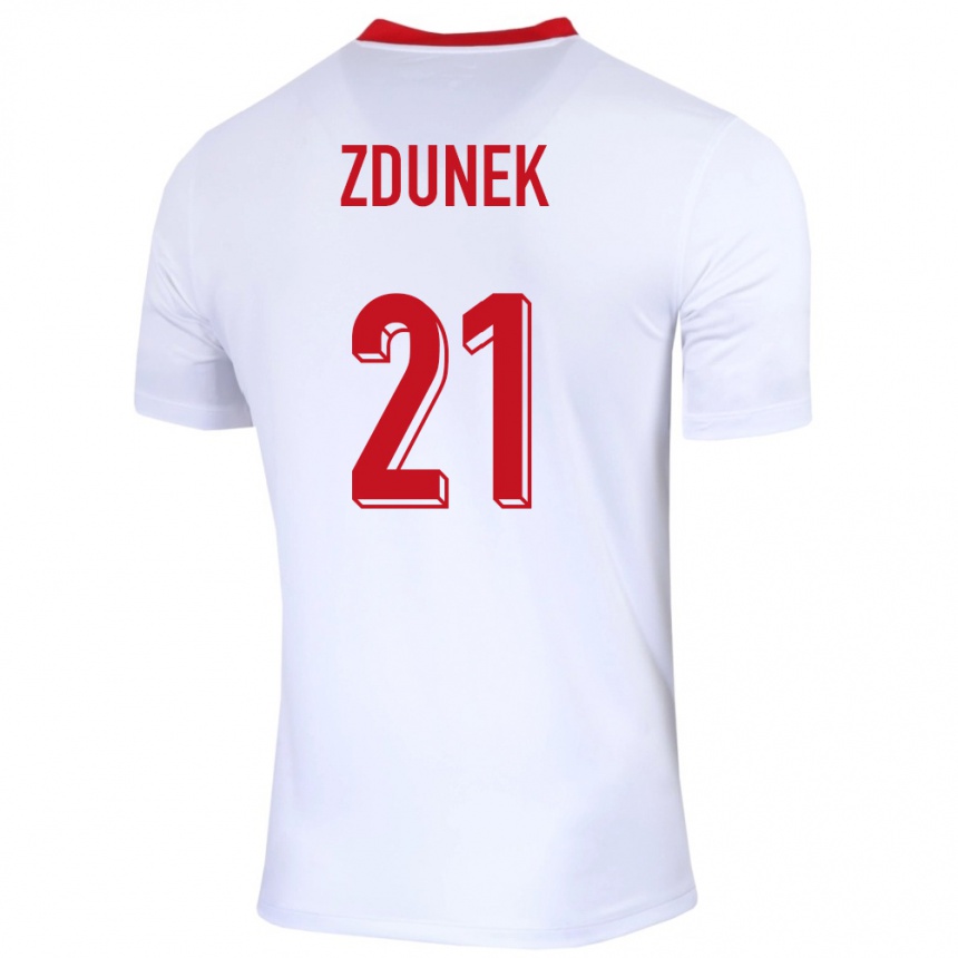 Kids Football Poland Emilia Zdunek #21 White Home Jersey 24-26 T-Shirt Nz