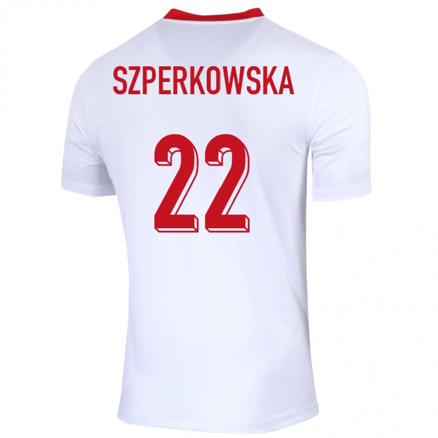 Kids Football Poland Oliwia Szperkowska #22 White Home Jersey 24-26 T-Shirt Nz