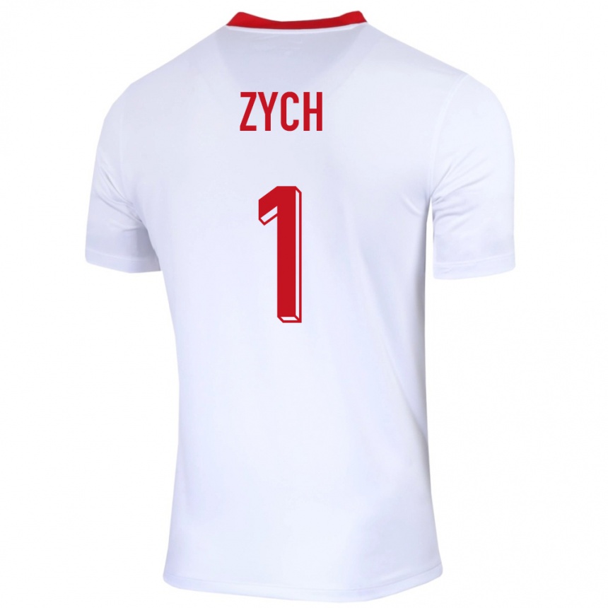 Kids Football Poland Oliwier Zych #1 White Home Jersey 24-26 T-Shirt Nz