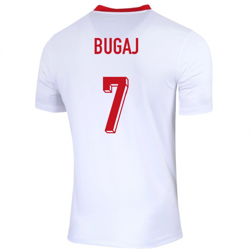 Kids Football Poland Dawid Bugaj #7 White Home Jersey 24-26 T-Shirt Nz