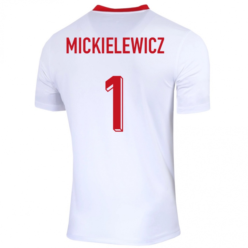 Kids Football Poland Aleksander Mickielewicz #1 White Home Jersey 24-26 T-Shirt Nz