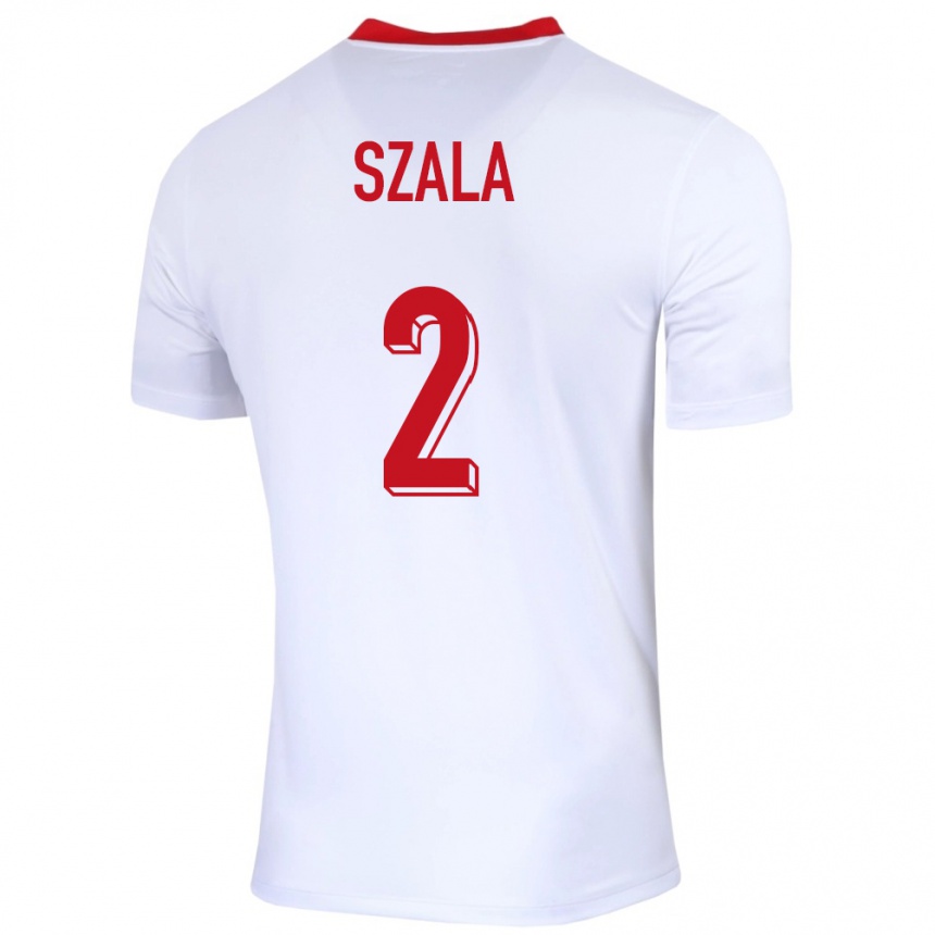 Kids Football Poland Dominik Szala #2 White Home Jersey 24-26 T-Shirt Nz