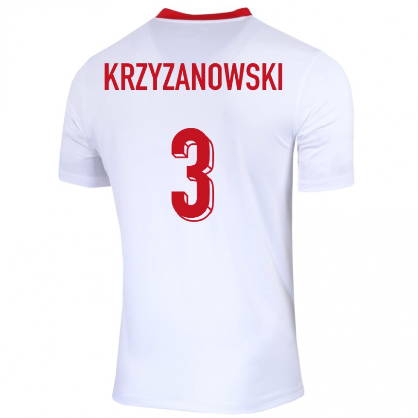 Kids Football Poland Jakub Krzyzanowski #3 White Home Jersey 24-26 T-Shirt Nz