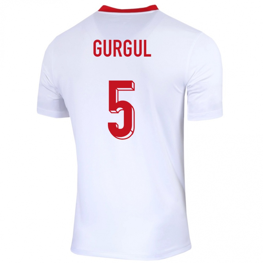 Kids Football Poland Michal Gurgul #5 White Home Jersey 24-26 T-Shirt Nz