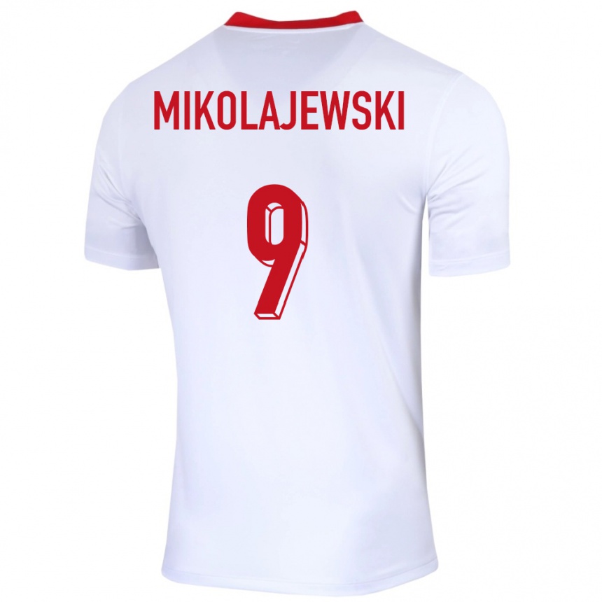 Kids Football Poland Daniel Mikolajewski #9 White Home Jersey 24-26 T-Shirt Nz