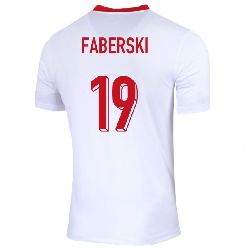 Kids Football Poland Jan Faberski #19 White Home Jersey 24-26 T-Shirt Nz