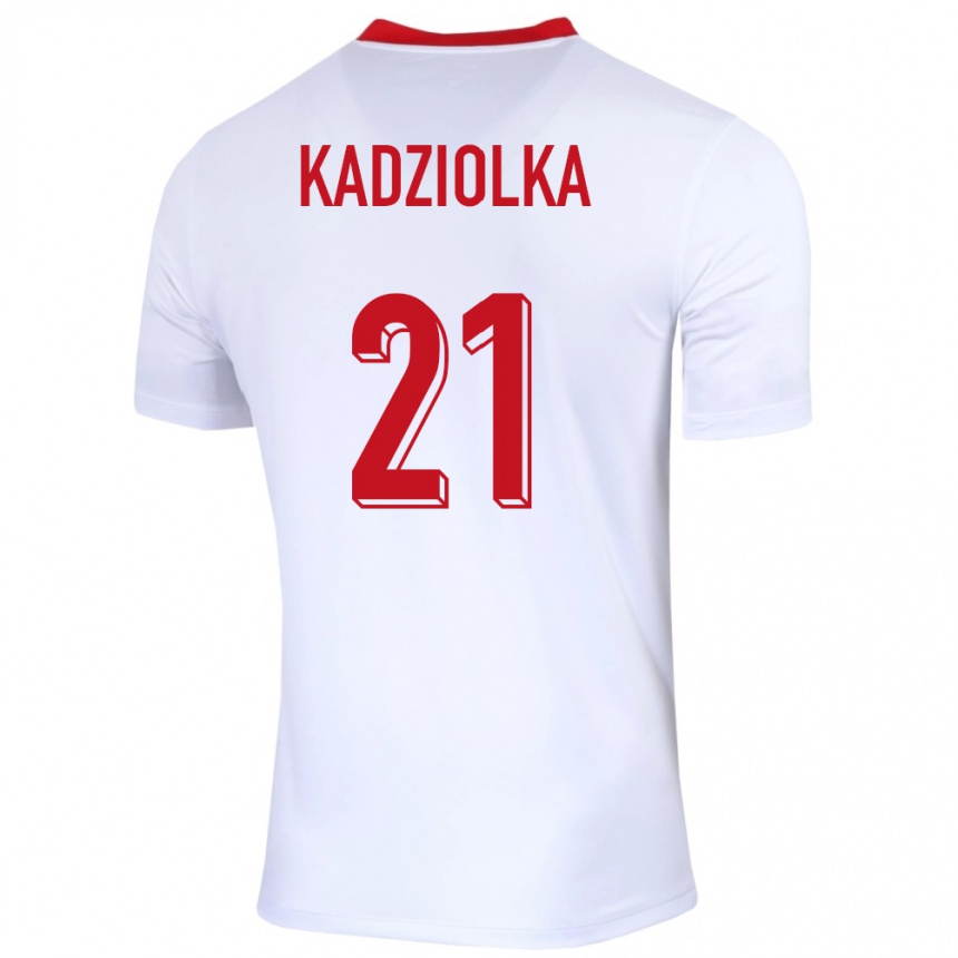 Kids Football Poland Szymon Kadziolka #21 White Home Jersey 24-26 T-Shirt Nz