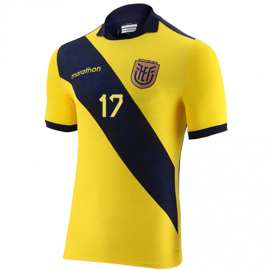 Kids Football Ecuador Mathias Solis #17 Yellow Home Jersey 24-26 T-Shirt Nz