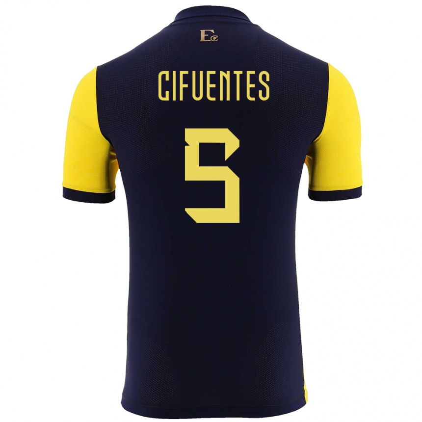 Kids Football Ecuador Jose Cifuentes #5 Yellow Home Jersey 24-26 T-Shirt Nz