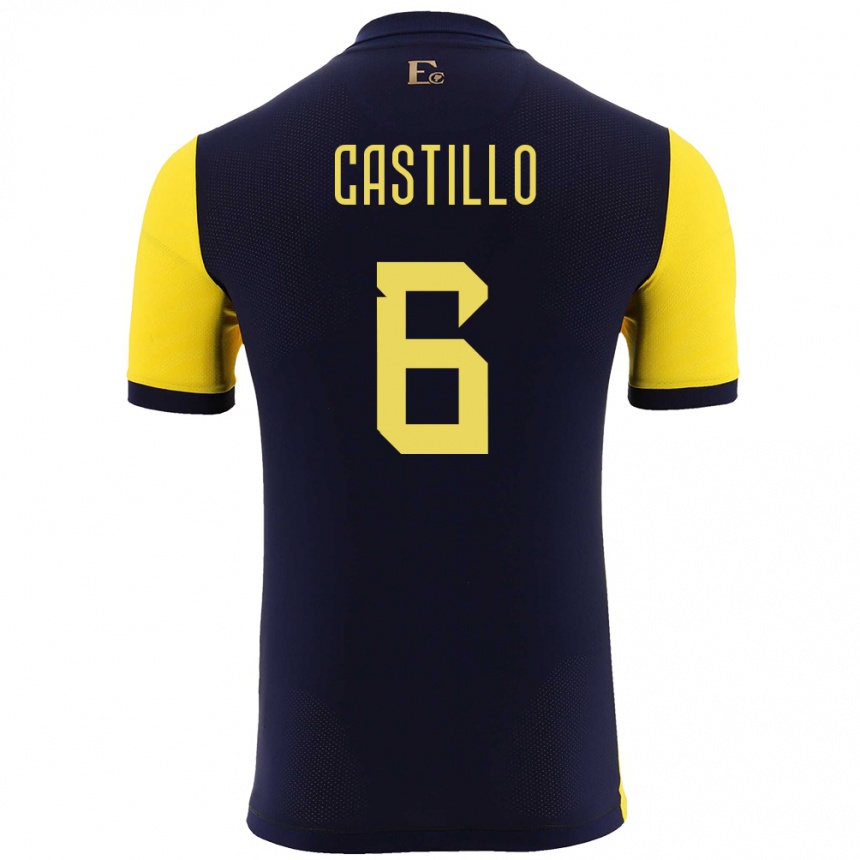 Kids Football Ecuador Byron Castillo #6 Yellow Home Jersey 24-26 T-Shirt Nz