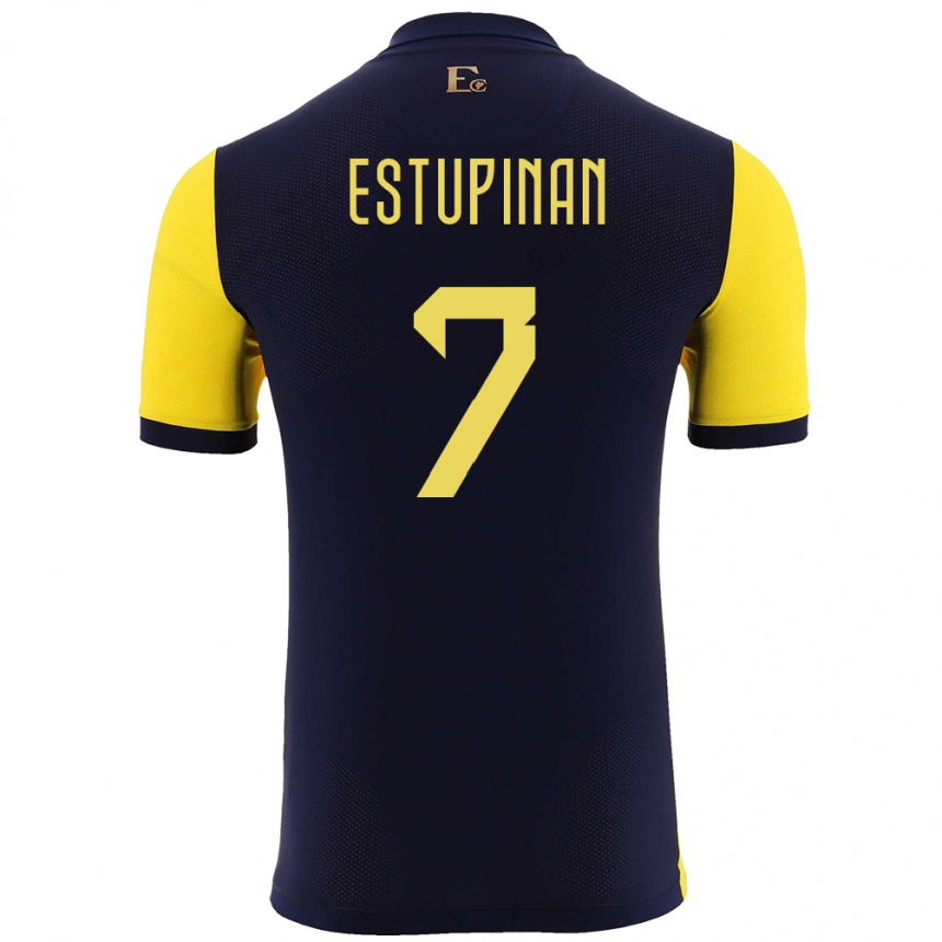 Kids Football Ecuador Pervis Estupinan #7 Yellow Home Jersey 24-26 T-Shirt Nz