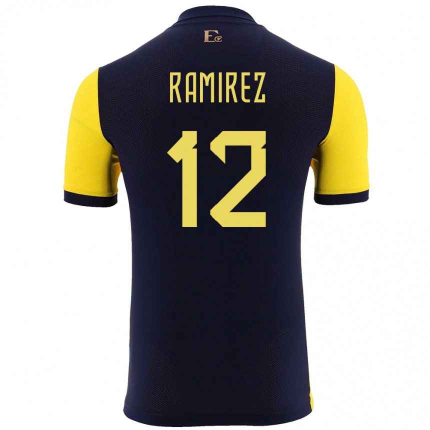 Kids Football Ecuador Moises Ramirez #12 Yellow Home Jersey 24-26 T-Shirt Nz