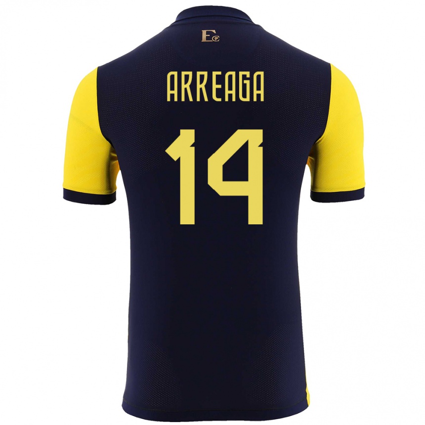 Kids Football Ecuador Xavier Arreaga #14 Yellow Home Jersey 24-26 T-Shirt Nz