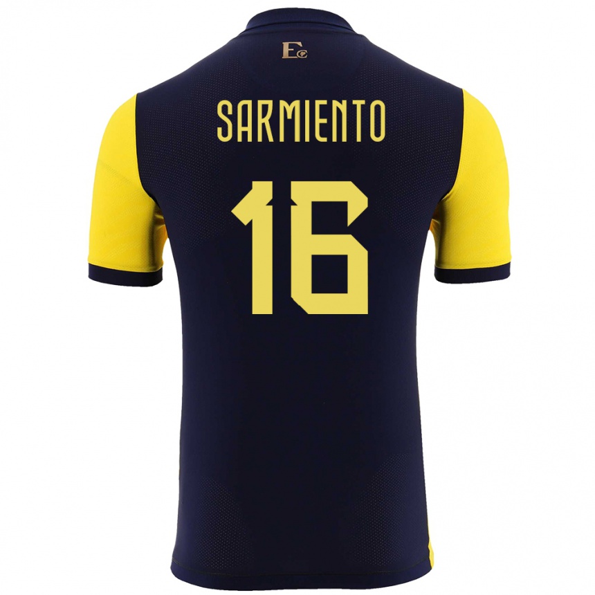 Kids Football Ecuador Jeremy Sarmiento #16 Yellow Home Jersey 24-26 T-Shirt Nz