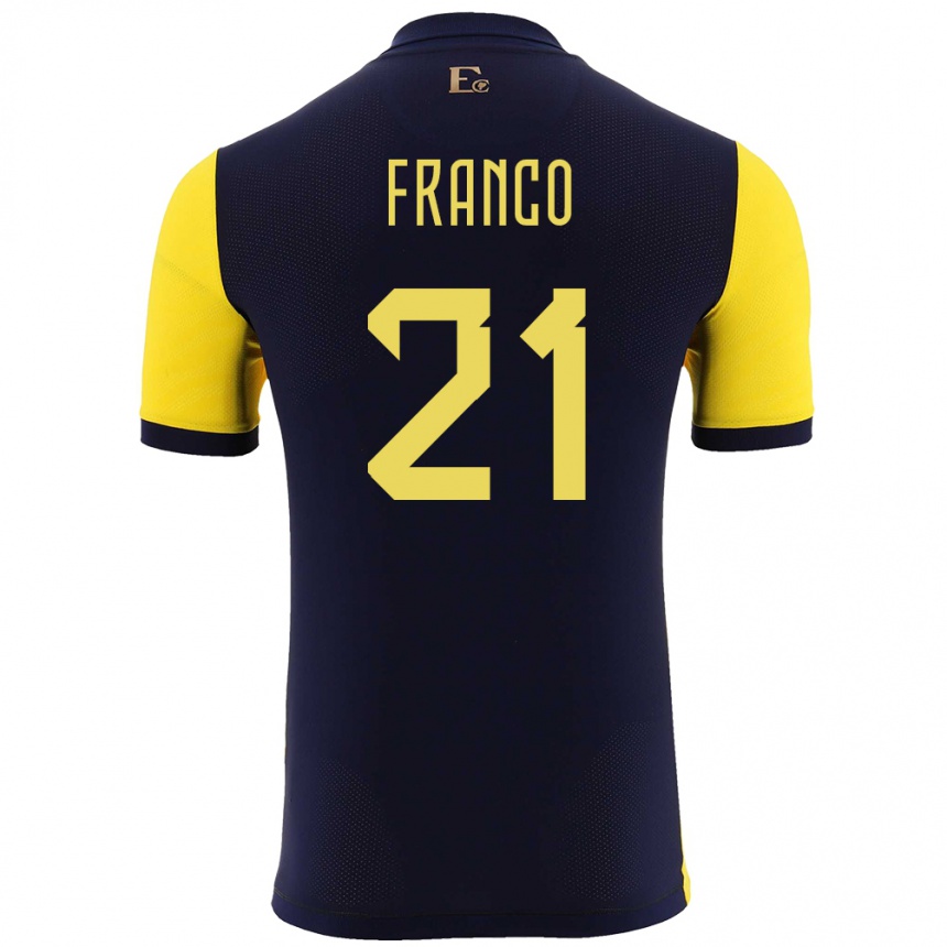 Kids Football Ecuador Alan Franco #21 Yellow Home Jersey 24-26 T-Shirt Nz