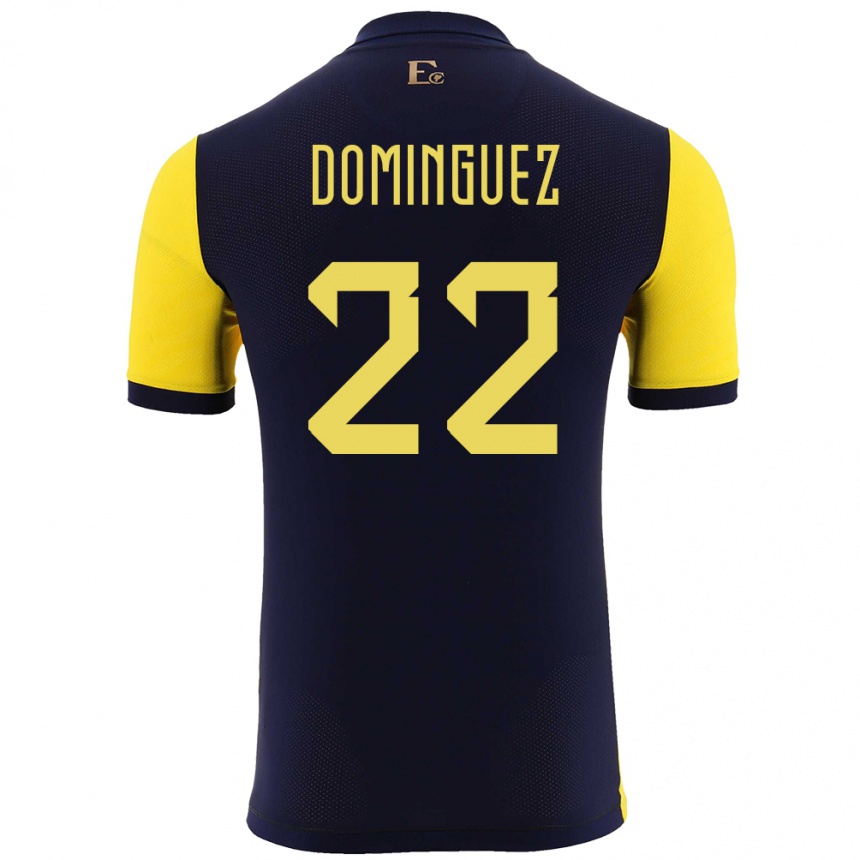 Kids Football Ecuador Alexander Dominguez #22 Yellow Home Jersey 24-26 T-Shirt Nz