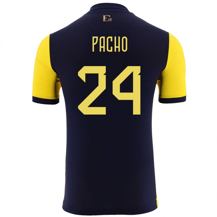 Kids Football Ecuador William Pacho #24 Yellow Home Jersey 24-26 T-Shirt Nz