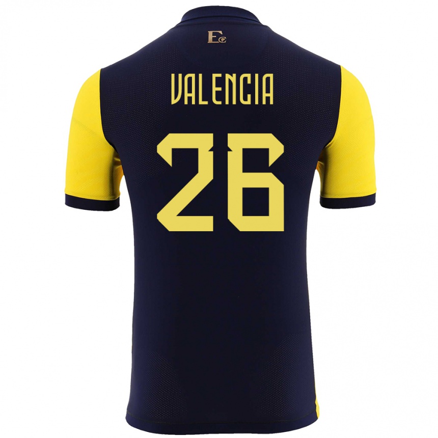 Kids Football Ecuador Anthony Valencia #26 Yellow Home Jersey 24-26 T-Shirt Nz