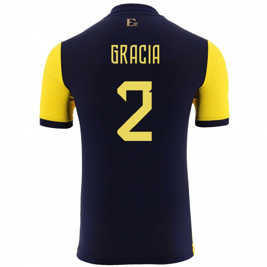 Kids Football Ecuador Ericka Gracia #2 Yellow Home Jersey 24-26 T-Shirt Nz