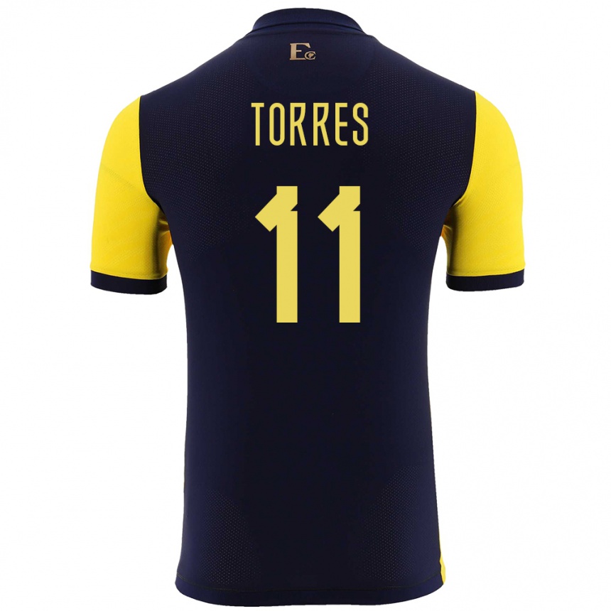 Kids Football Ecuador Ambar Torres #11 Yellow Home Jersey 24-26 T-Shirt Nz