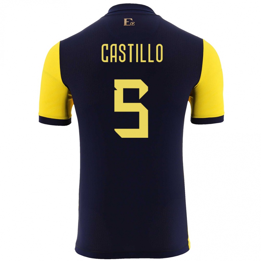 Kids Football Ecuador Denil Castillo #5 Yellow Home Jersey 24-26 T-Shirt Nz