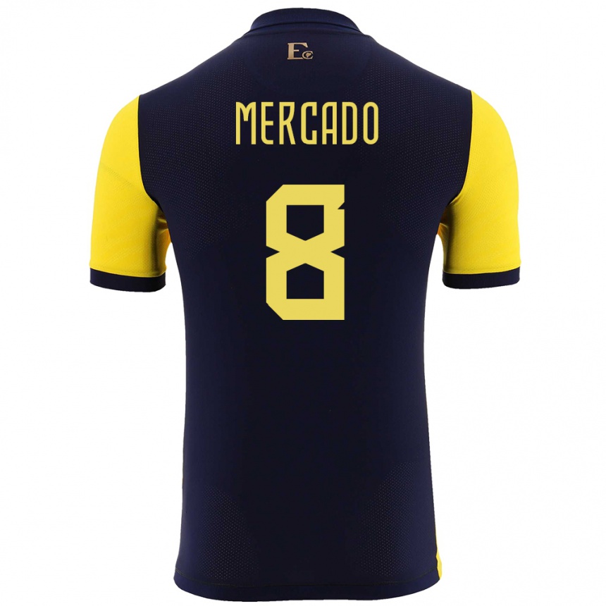 Kids Football Ecuador Patrik Mercado #8 Yellow Home Jersey 24-26 T-Shirt Nz