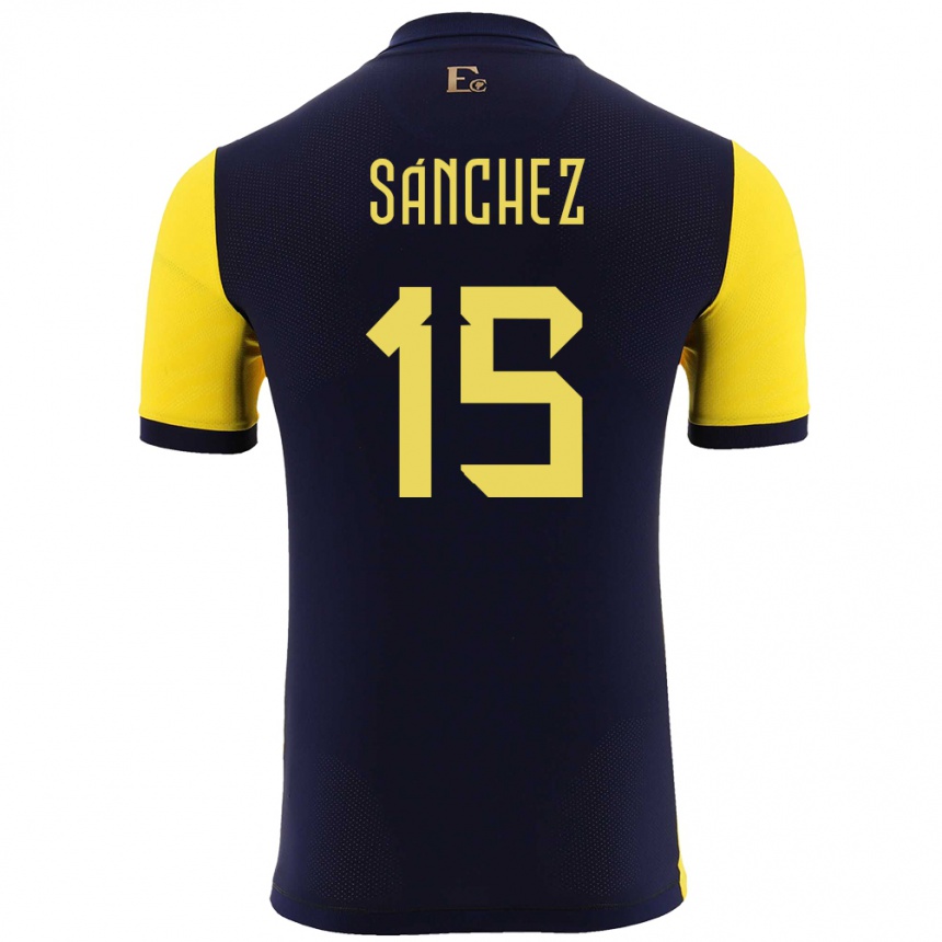 Kids Football Ecuador Juan Sanchez #15 Yellow Home Jersey 24-26 T-Shirt Nz