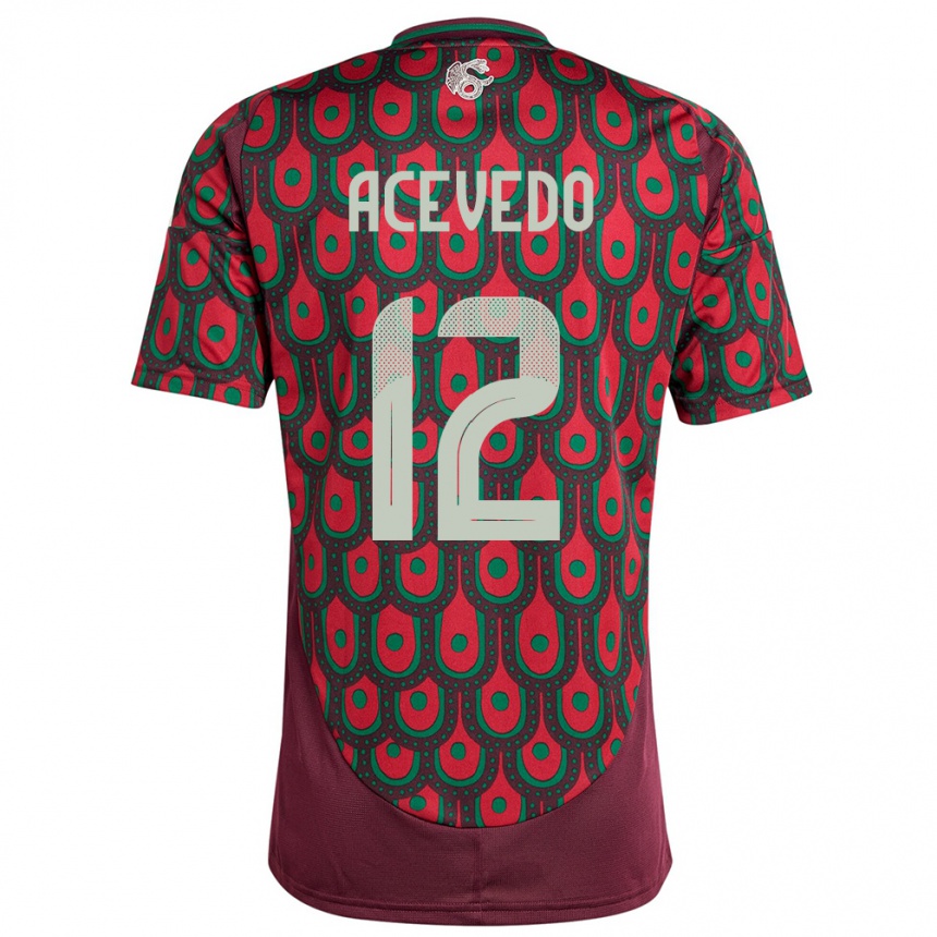 Kids Football Mexico Carlos Acevedo #12 Maroon Home Jersey 24-26 T-Shirt Nz