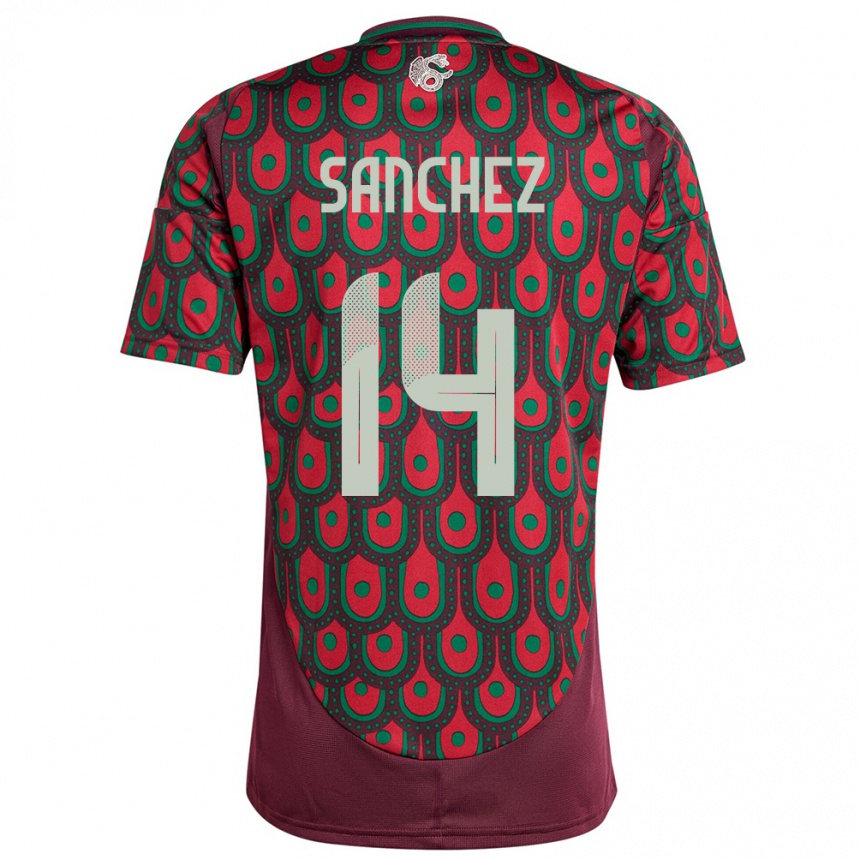 Kids Football Mexico Erick Sanchez #14 Maroon Home Jersey 24-26 T-Shirt Nz