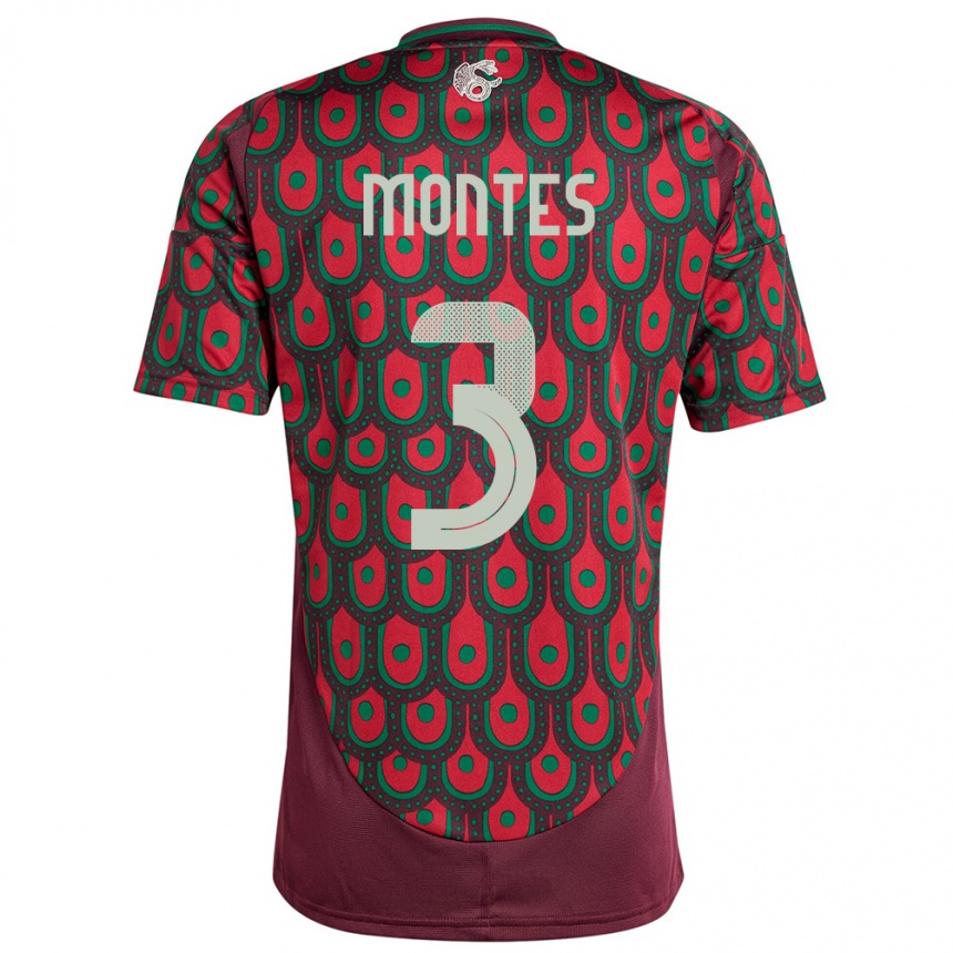 Kids Football Mexico Cesar Montes #3 Maroon Home Jersey 24-26 T-Shirt Nz