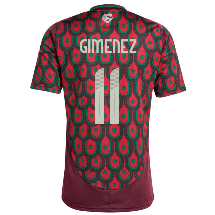 Kids Football Mexico Santiago Gimenez #11 Maroon Home Jersey 24-26 T-Shirt Nz