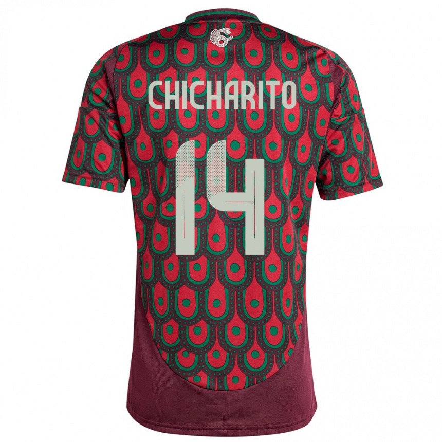 Kids Football Mexico Chicharito #14 Maroon Home Jersey 24-26 T-Shirt Nz