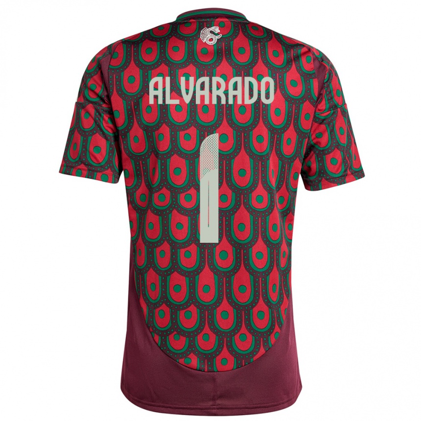 Kids Football Mexico Emily Alvarado #1 Maroon Home Jersey 24-26 T-Shirt Nz