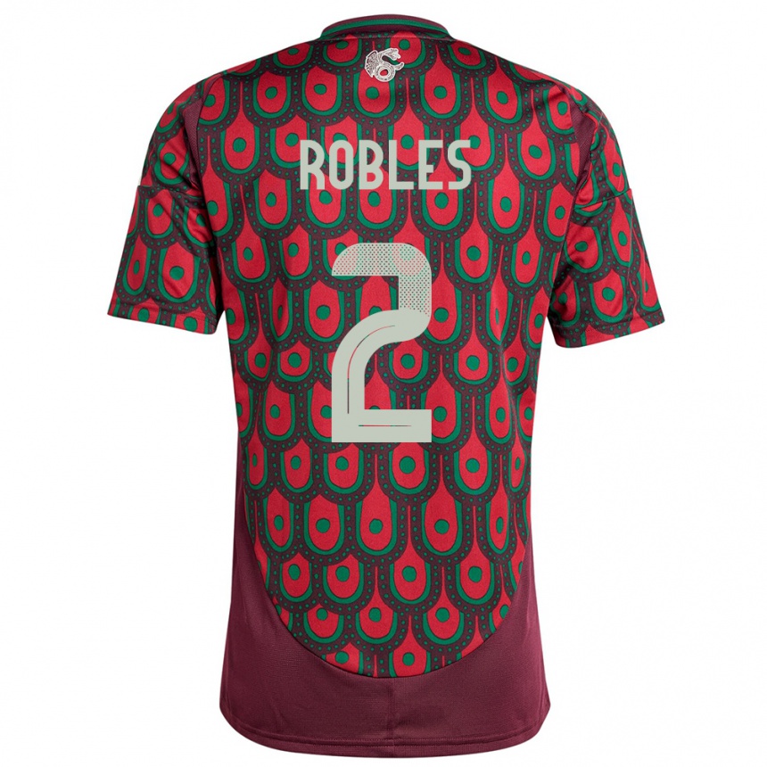 Kids Football Mexico Kenti Robles #2 Maroon Home Jersey 24-26 T-Shirt Nz