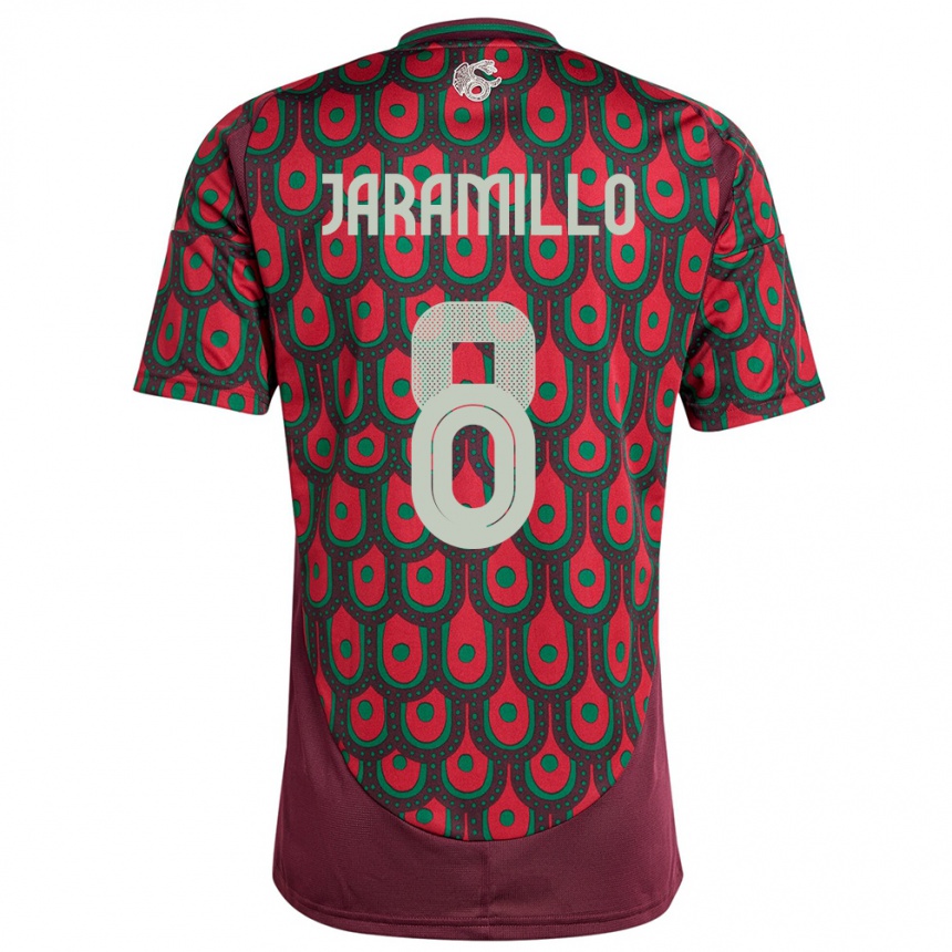 Kids Football Mexico Carolina Jaramillo #8 Maroon Home Jersey 24-26 T-Shirt Nz