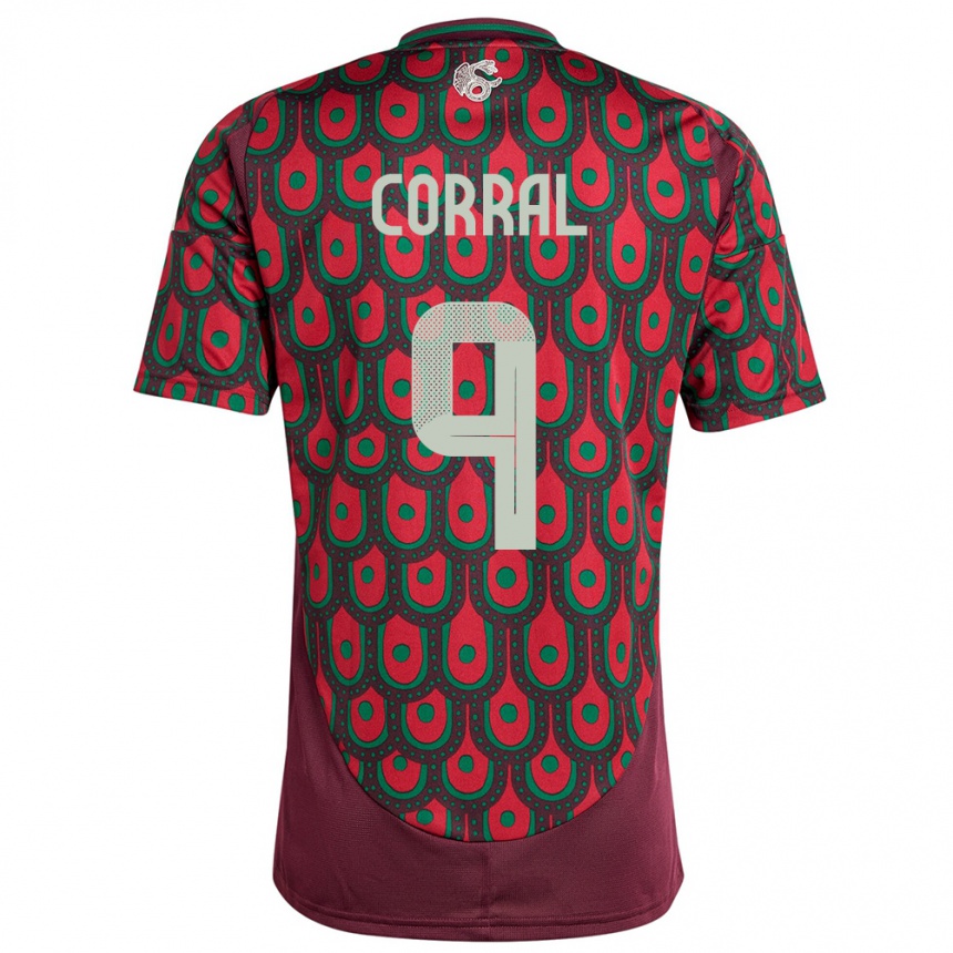 Kids Football Mexico Charlyn Corral #9 Maroon Home Jersey 24-26 T-Shirt Nz