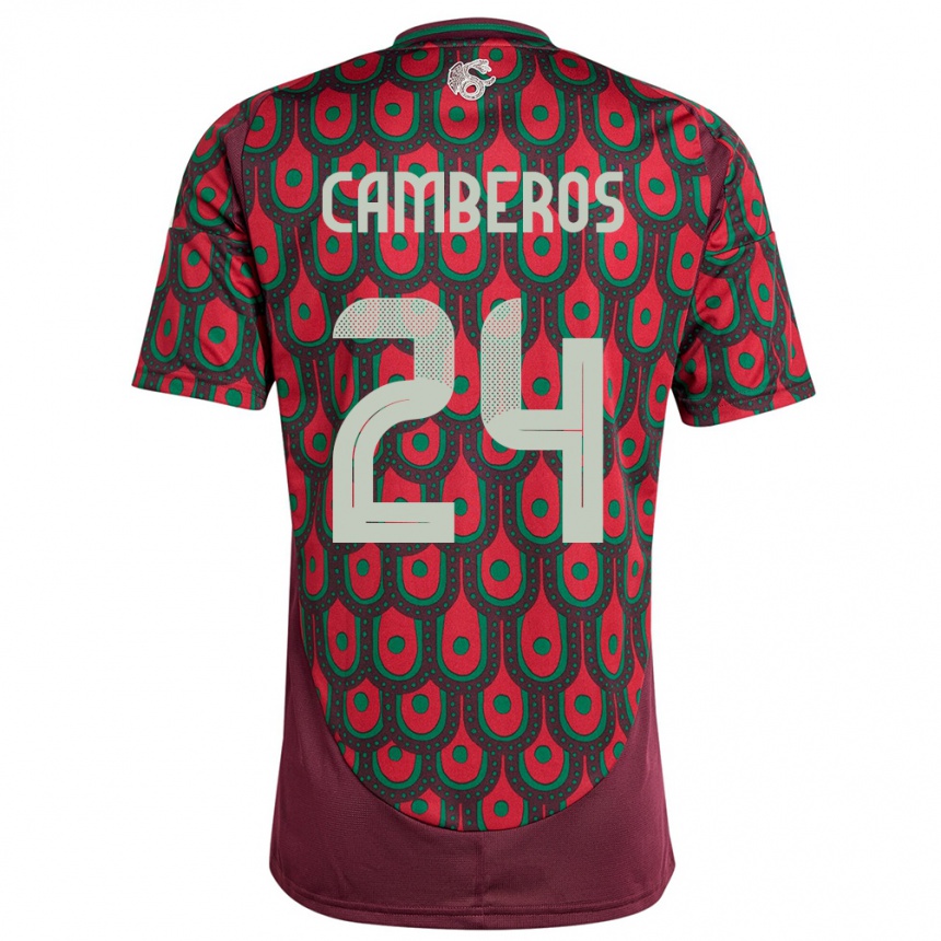 Kids Football Mexico Scarlett Camberos #24 Maroon Home Jersey 24-26 T-Shirt Nz